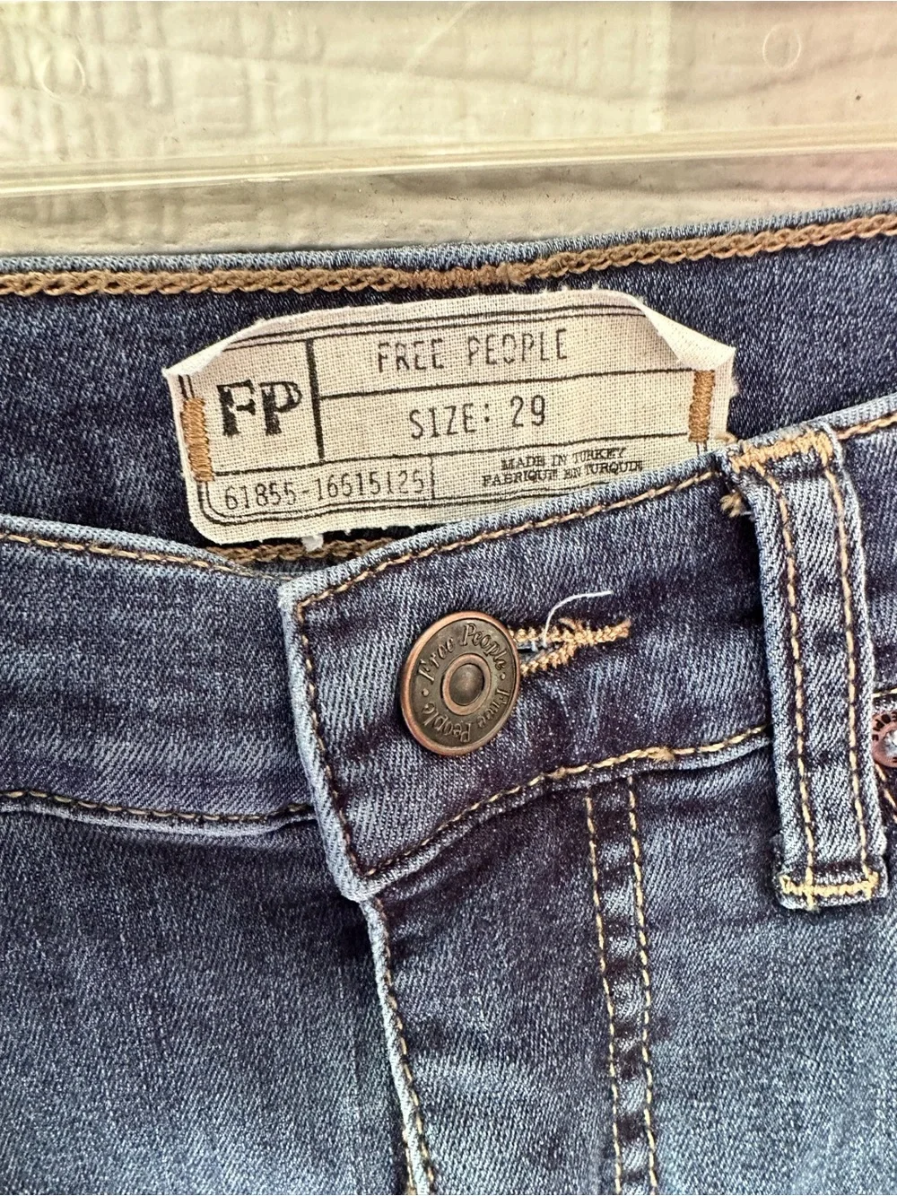 Free People Boho Embroidered Peacock Bird Floral Ankle Skinny Jeans Raw Hem~29
